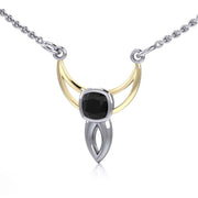 Black Magic Art Deco Triangle Silver & Gold Necklace MNC098