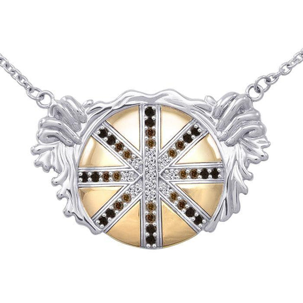 Breathtaking work of art  ~ Dali-inspired fine Sterling Silver Necklace in 18k Gold overlay accented with Champagne and White Diamonds Necklace