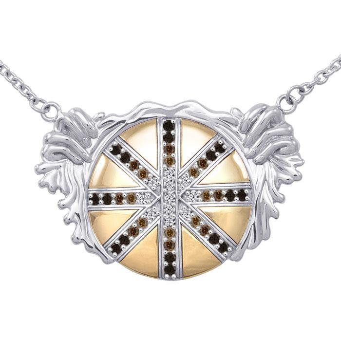 Breathtaking work of art  ~ Dali-inspired fine Sterling Silver Necklace in 18k Gold overlay accented with Champagne and White Diamonds