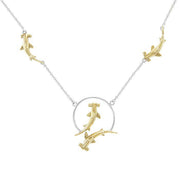 Quadruple Hammerhead Shark Sterling Silver and Gold Necklace MNC296 Necklace