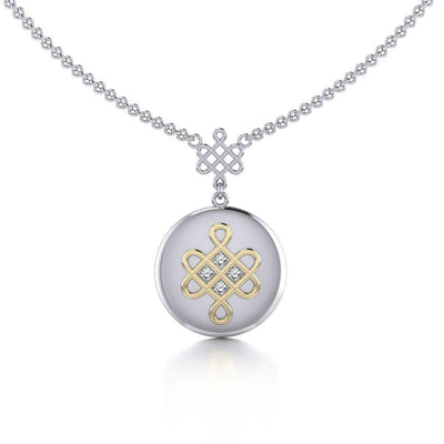 Chinese Mystic Knot Silver and Gold Necklace MNC357