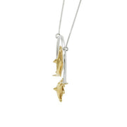 Double Hammerhead Shark Sterling Silver and Gold Accent Necklace MNC434P