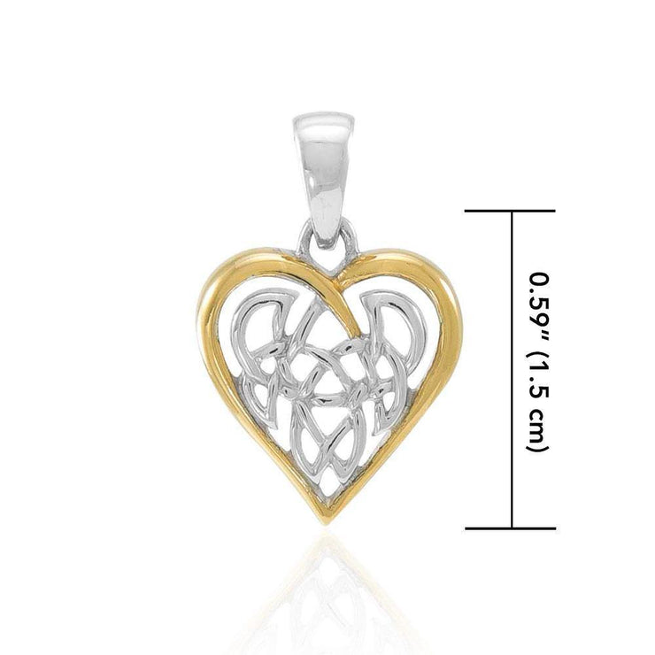 Celtic Knot Heart Silver and 18K Gold Accent Pendant MPD2332