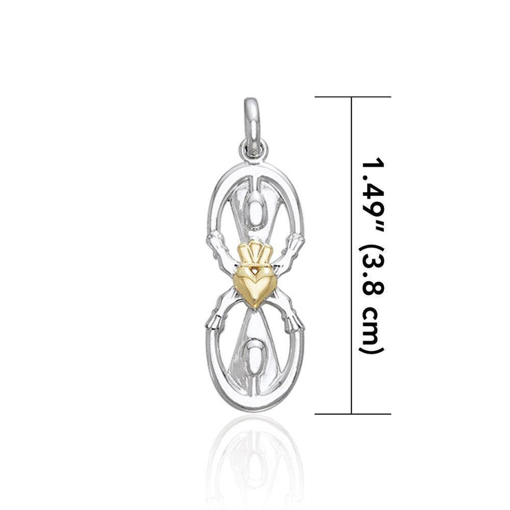 Share the love, loyalty, and friendship ~ Sterling Silver Two-toned Goddess Danu in Claddagh Pendant with 14k Gold accent MPD1198 Pendant