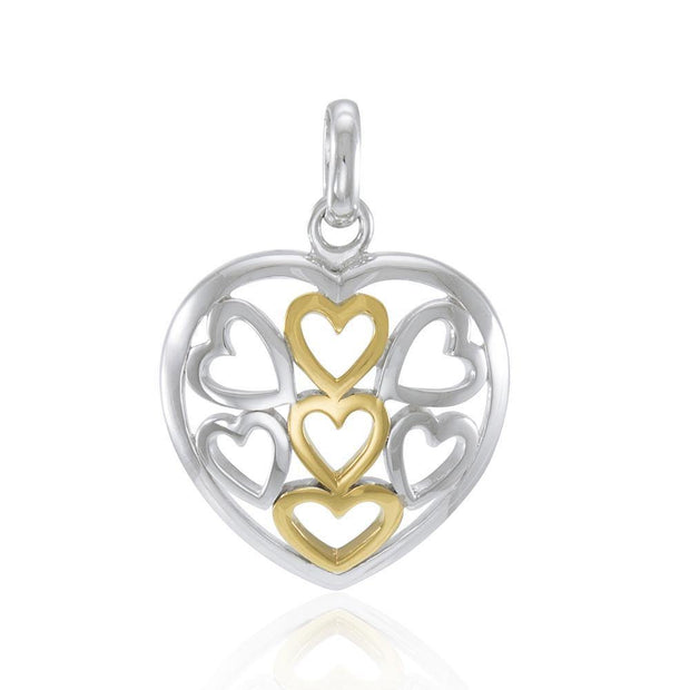 Heart in Heart Silver and Gold Pendant MPD3422
