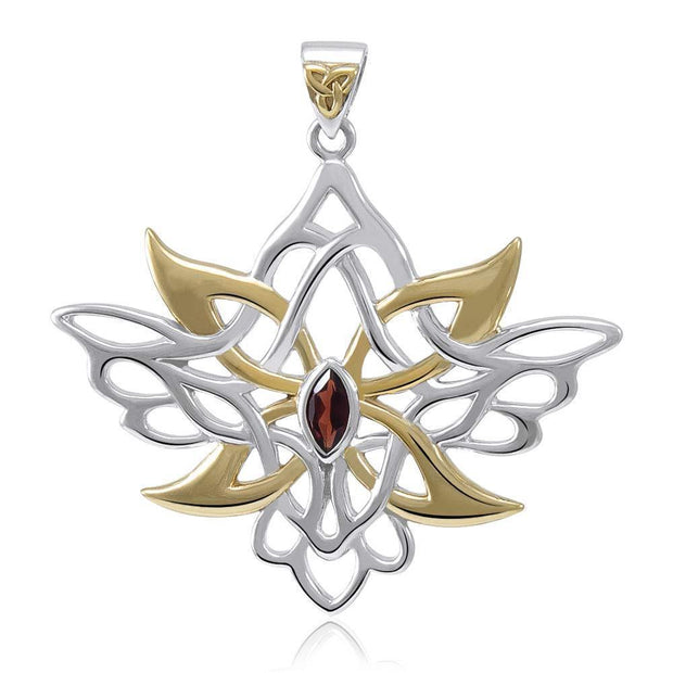 Abstract and Modern Celtic Art ~ Sterling Silver Jewelry Pendant with Shimmering Gemstone MPD3527