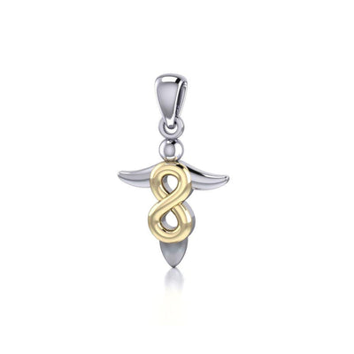 Limitless guidance ~ Sterling Silver Infinity Angel Pendant Jewelry with 14k Gold Accent MPD3868
