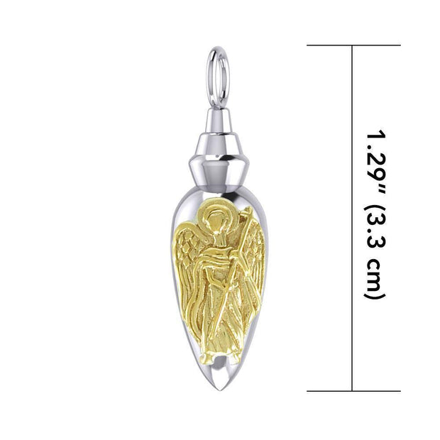 Archangel Raphael Silver and Gold Vial Pendant MPD4067