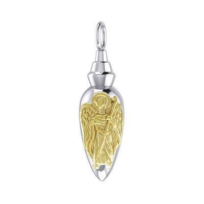 Archangel Raphael Silver and Gold Vial Pendant MPD4067