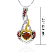Our Hearts Desire ~ Celtic Knotwork Heart Sterling Silver Pendant with 14k Gold Accent and Gemstone MPD4662