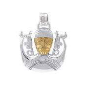Celtic God Cernunnos of life and prosperity ~ Sterling Silver Jewelry Pendant with 18k gold accent MPD4758