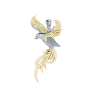Soar to the Heavens Flying Phoenix Silver and Gold Pendant MPD5072
