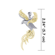 Soar to the Heavens Flying Phoenix Silver and Gold Pendant MPD5072