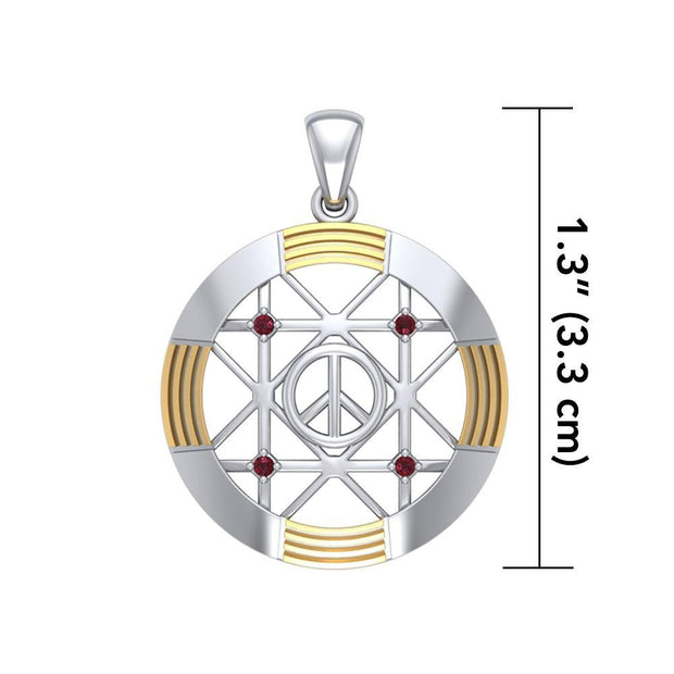 Peace Centralization Sterling Silver Pendant Jewelry with 14K Gold Vermeil Accent and Gemstones MPD5143