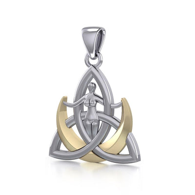 Silver Trinity Goddess Pendant with 14K Gold Vermeil MPD5150