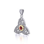 HBD Happy Birthday Monogramming Trinity Knot Silver and Gold Gemstone Pendant MPD5163