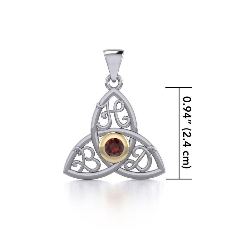 HBD Happy Birthday Monogramming Trinity Knot Silver and Gold Gemstone Pendant MPD5163