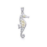 Silver and Gold Flower of Life Seahorse Pendant MPD5299 Pendant