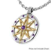 Wander through my compass Silver Pendant with gold accent and gemstone MPD683 Pendant