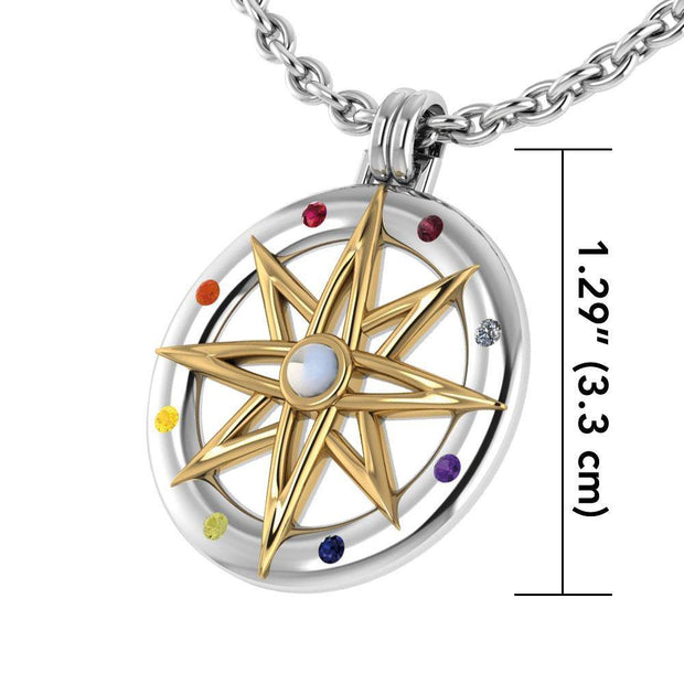 Wander through my compass Silver Pendant with gold accent and gemstone MPD683 Pendant