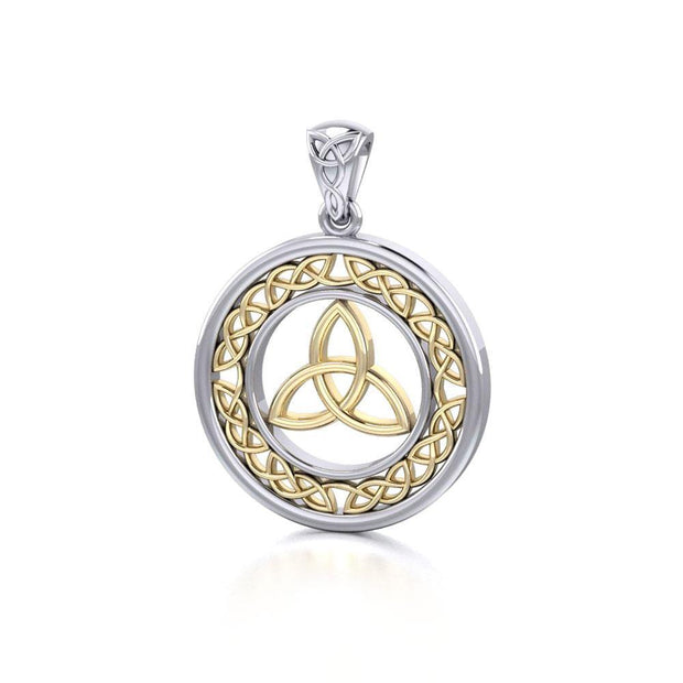 Trinity Knot Silver and 14K Gold Pendant MPD711