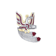 Mythical Phoenix arise! ~ Sterling Silver Jewelry Ring with 14k Gold and Gemstone Accents MRI1741