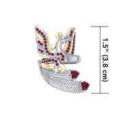 Mythical Phoenix arise! ~ Sterling Silver Jewelry Ring with 14k Gold and Gemstone Accents MRI1741