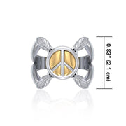 Peace and Feathers Silver and Gold Ring MRI1747