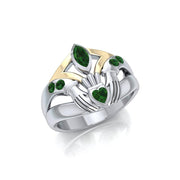Express your love in amazing ways ~ Celtic Knotwork Claddagh Sterling Silver Ring with 18k Gold accent and Gemstones MRI274