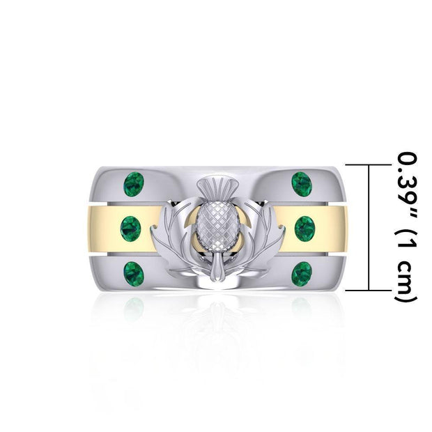 Strong and Beautiful ~ Scottish Thistle Ring with 18k Gold Accent MRI356