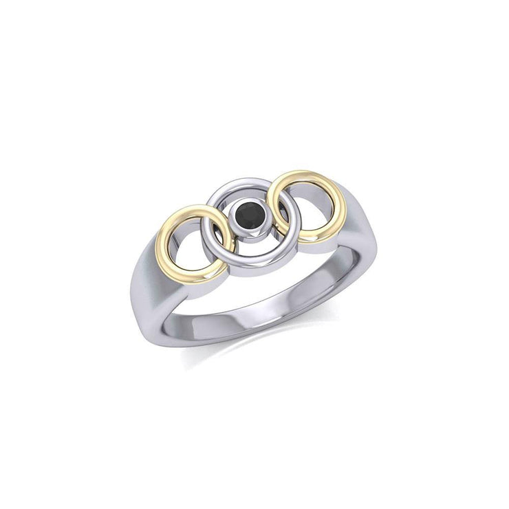 Black Magic Interlocking Circles Silver & Gold Ring MRI461