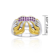 Excellent work of a creative mind ~ Dali-inspired fine Sterling Silver Ring in 18k Gold accent MRI764 Ring