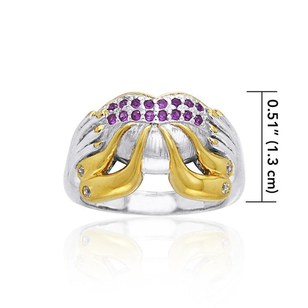 Excellent work of a creative mind ~ Dali-inspired fine Sterling Silver Ring in 18k Gold accent MRI764 Ring