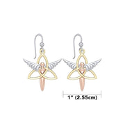 Trinity Angel Wing Three Tone Earrings OER1074
