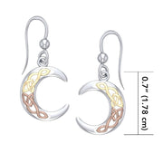 Celtic Moon Silver with Yellow and Pink Gold Plate Earrings OTE2007