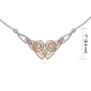 Worth of pride and celebration ~ Celtic Knotwork Sterling Silver Three Tone Necklace Jewelry with 14k Gold and Pink accent