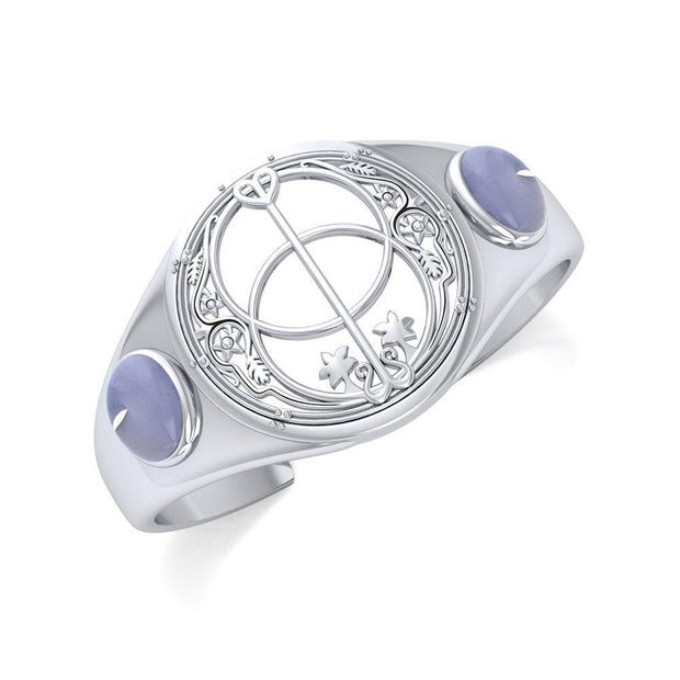 Chalice Well Silver Cuff Bracelet with Gems TBA003 Bangle