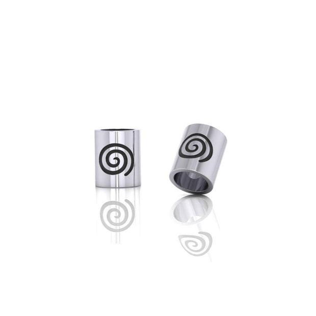 Cylinder with Spiral Silver Bead TBD017