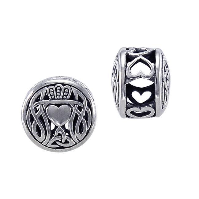 In the modest story of love, friendship, and loyalty ~ Celtic Knotwork Claddagh Sterling Silver Bead TBD189