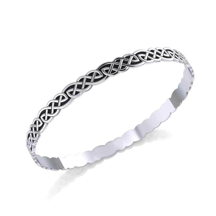 Celtic Knotwork Silver Bangle Bracelet TBG035