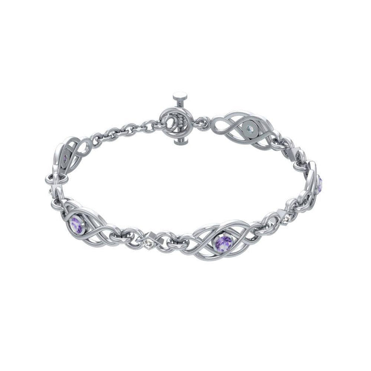 Let it flow endlessly ~ Sterling Silver Celtic Knotwork Bracelet Jewelry with Gemstone TBG097