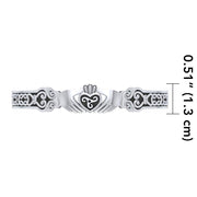 The magnificence in love, friendship, and loyalty ~ Celtic Knotwork Irish Claddagh Sterling Silver Cuff Bracelet TBG270