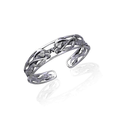 Twice the power ~ Sterling Silver Jewelry Twin Dragon Bangle TBG288