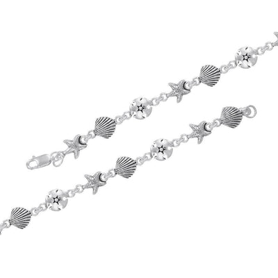 Beach is Life ~ Sterling Silver Jewelry Link Bracelet TBG451