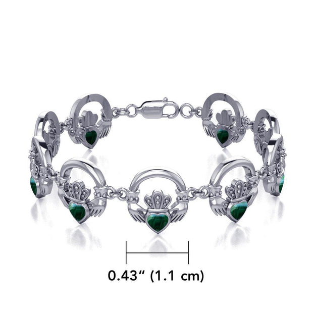 Crown it with your love ~ Celtic Knotwork Irish Claddagh Sterling Silver Bracelet with Inlaid Gem TBG738