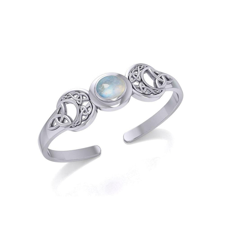 An absolute lunar enchantment ~ Celtic Blue Moon Sterling Silver Cuff Bracelet with a Gemstone Centerpiece TBG760
