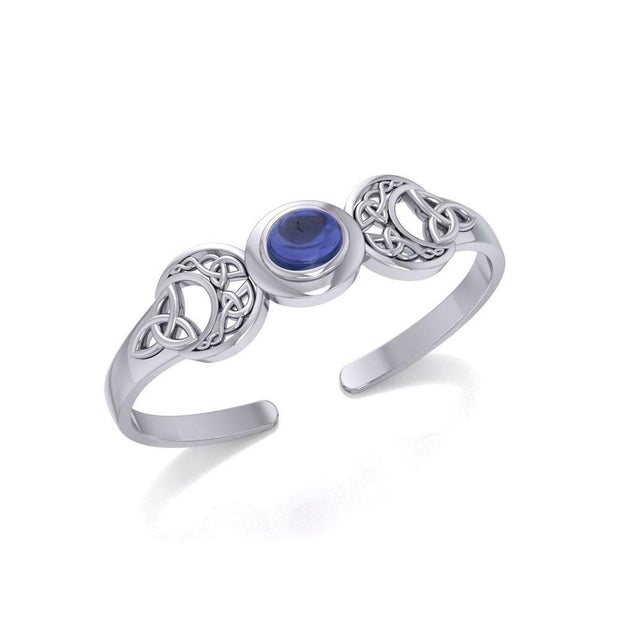 An absolute lunar enchantment ~ Celtic Blue Moon Sterling Silver Cuff Bracelet with a Gemstone Centerpiece TBG760