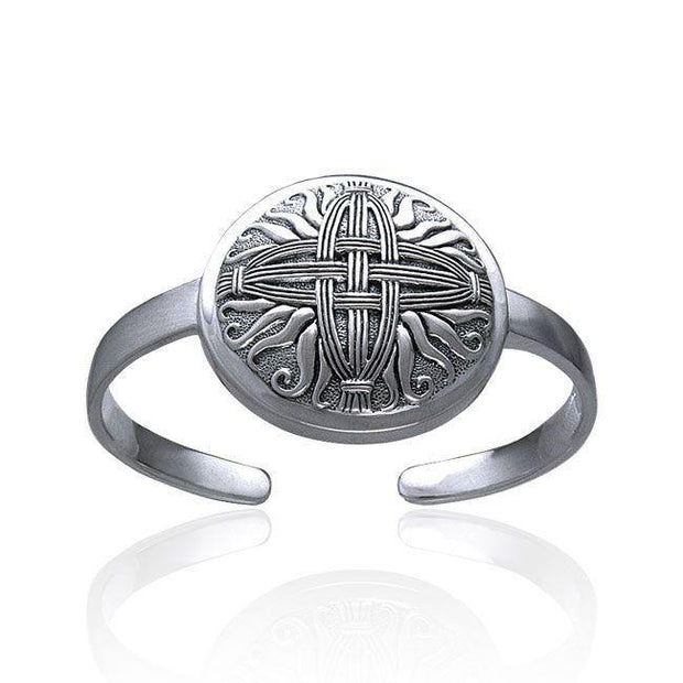 Saint Brigids Celtic Cross Silver Cuff Bracelet TBG796