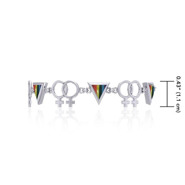 Sterling Silver Two Women Rainbow Link Bracelet TBL059