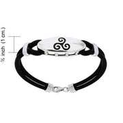 A balance of the mind, body, and spirit ~ Sterling Silver Celtic Triquetra Leather Cord Bracelet TBL192 Bracelet